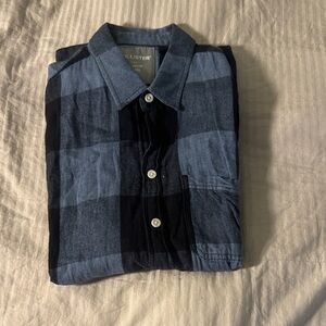 Hollister Men's Black and Blue Checkered Shirt